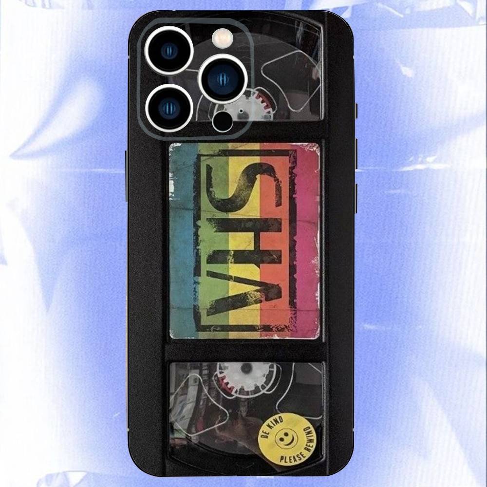 

Retro VHS Video Tape Phone Case For iPhone 16e,16,15,14,13,12,11,Pro,X,XS,Max,XR,Plus,Mini Soft Black Cover iPhone13
