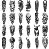 12pcs Temporary Tattoo Horse Black And Grey Realism Peacock Wolf Waterproof Long-lasting Body Stickers Lion For Thigh
