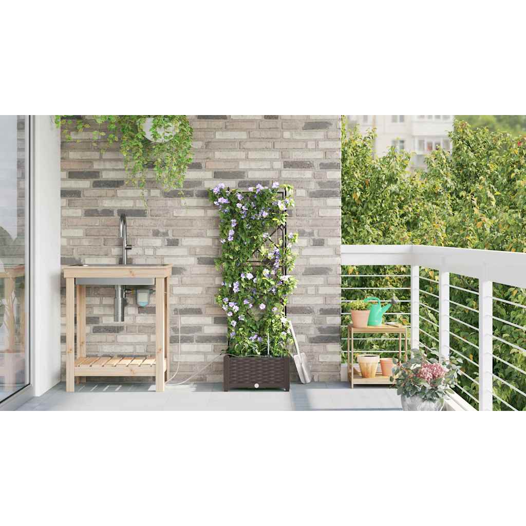 Garden Planter Brown 40 X 40 X 126 Cm Plastic
