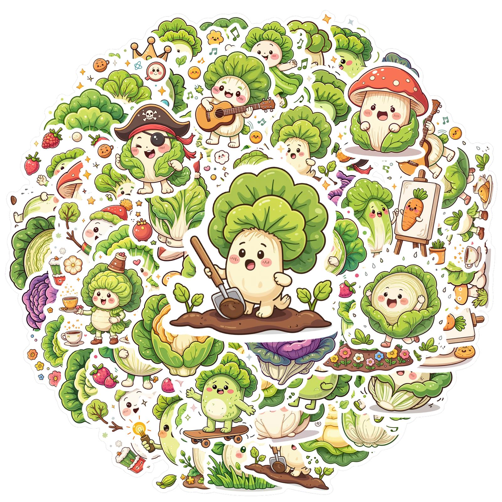 35pcs-100pcs Decals  Playful Cabbage Character Stickers Cartoon Stickers Cute Stickers for Phone Suitcase Guitar