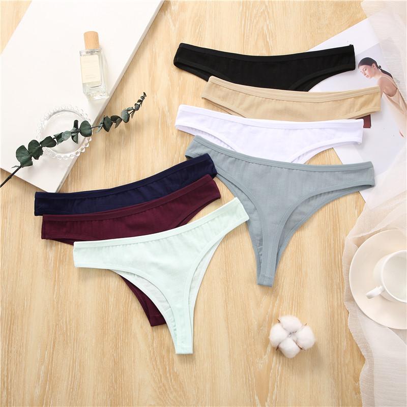 FINETOO 3 ks/sada G-string Bavlna Dámské spodní prádlo Kalhotky Tanga Dámské spodní prádlo Sexy kalhotky Spodní kalhotky Dívčí intimní prádlo Tanga S-XL
