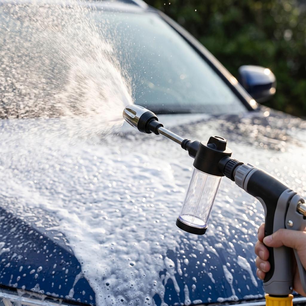 High Pressure Water Spray Gun with Adjustable Nozzle and Multiple Connectors for Home Car Washing and Garden Cleaning Use