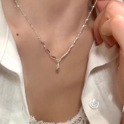 Niche Design Feeling Water Drop Necklace Female Simplicity Unique Exquisite Personality Fashion Temperament Versatile Neck Chain Collarbone Chain