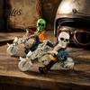 Detailed Skull Clothing Figurine Halloween Skeleton Riding Motorcycle Figurine, Gothic Spooky Statue for Home Gifts Collectors Garden, Resin