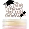 She Believed She Could So She Did Cake Topper for Graduation Decorations, 2025 Graduation Cake Topper, Congrats Grad 2025 Party Supplies (Gold)