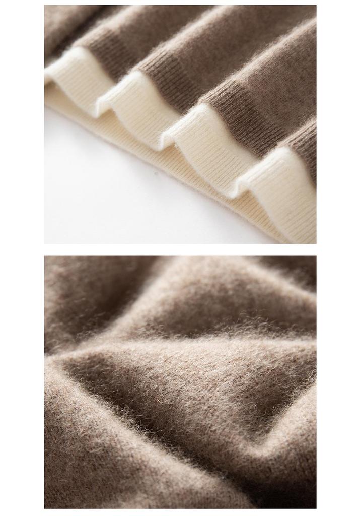 Stylish Women's Faux Two-Piece Cashmere Knit Sweater - Loose, Slimming, Versatile Pullover