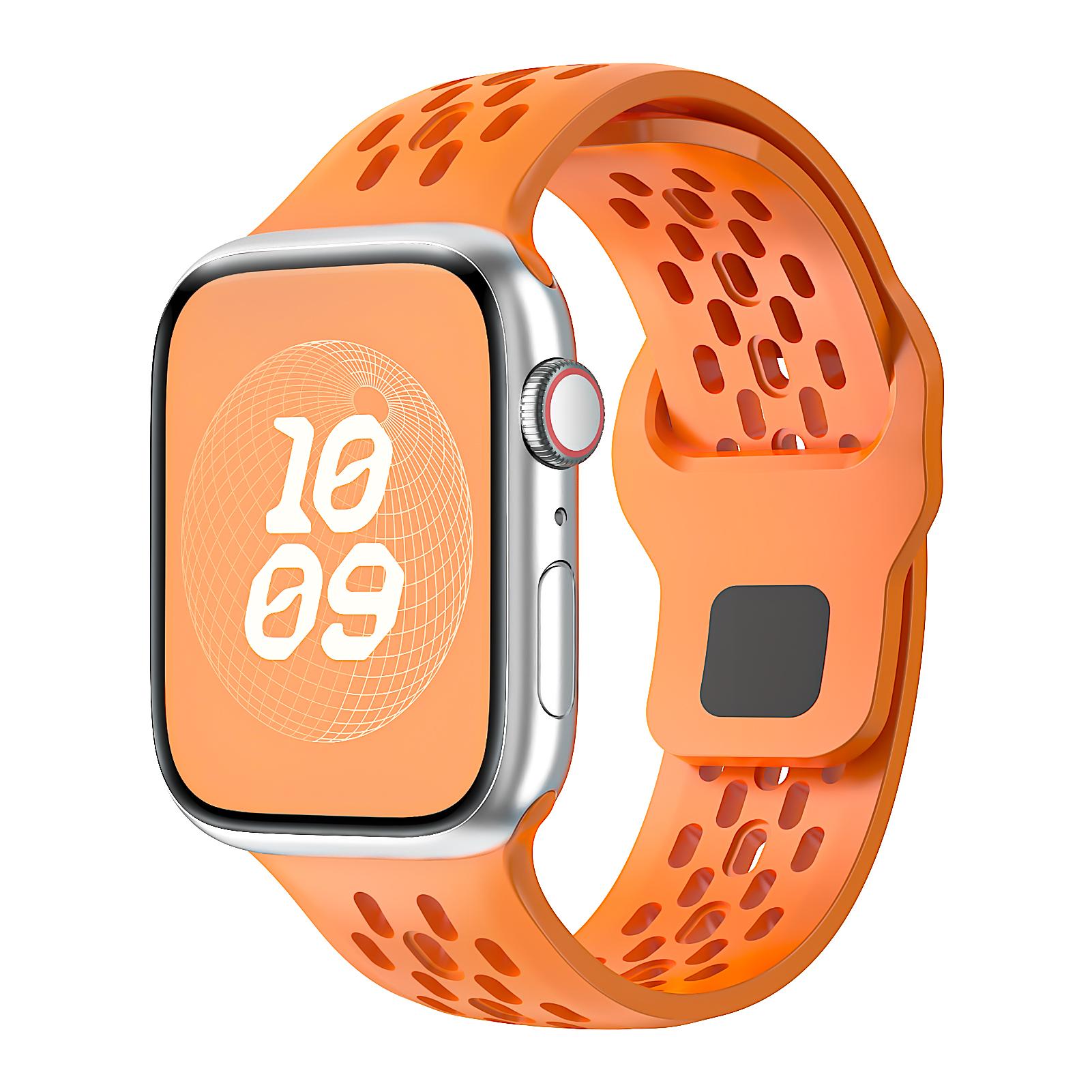 

Silicone Strap For Apple watch band Ultra2 49mm 44mm 45mm 40mm 41mm 46mm 45mm correas bracelet iwatch Series 9 8 7 6 5 3 SE 10 38 40 41mm S10-42mm оранжевый