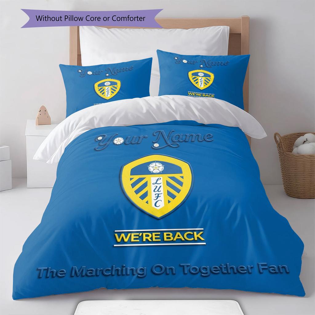 Leeds United Custom Name Pattern Bedding,Quilt Set Quilt Cover Pillowcase Home Birthday Gift(1 * duvet cover + 2 * pillowcase, without core)