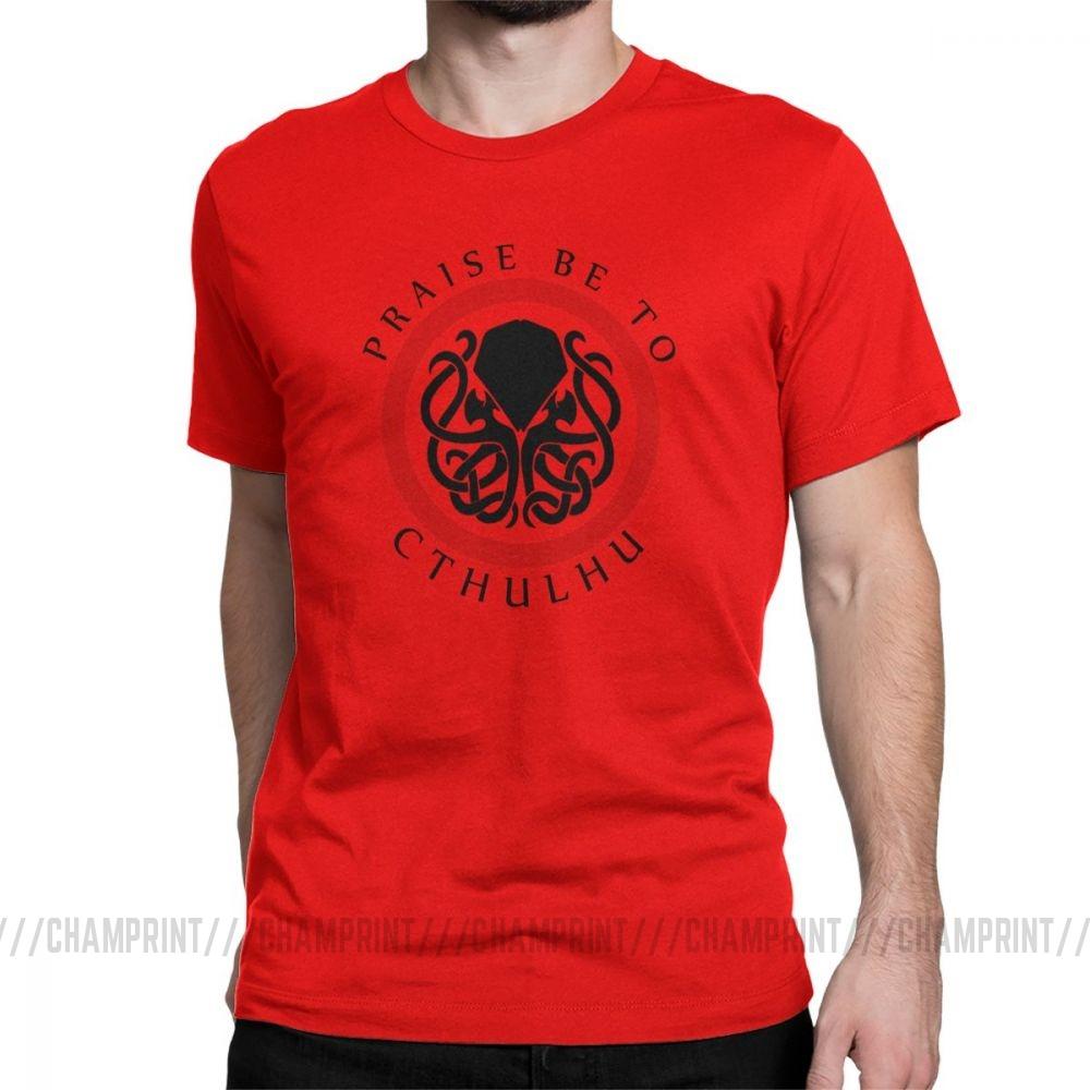 Praise Be To Cthulhu Cool T Shirts For Men Crewneck Cotton T Shirt Short Sleeve Tee