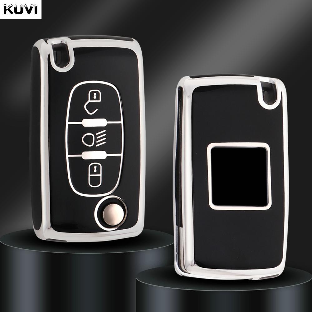 TPU Etui Klapka Pokrowiec na Kluczyk Samochodowy Dla Citroen C2 C3 C4 C5 C6 Xsara Berlingo Dla Peugeot 207 307 308 407 607 807 Ochraniacz Brelok