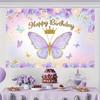 2D Flat Printing Floral Gold Crown Birthday Backdrop for Girl's Photoshoot