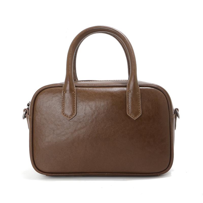 

2025 Премиум Сенс Овощного Дублирования Кожа Коровы Топ Бостон Сумка для Боулинга Женская Винтажная Черная Сумка Кроссбоди для Поездок