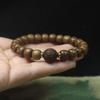Dark Agarwood Bead Bracelet 8mm, Vintage Carved Bead Wooden Wristband, Ethnic Style Jewelry Gift