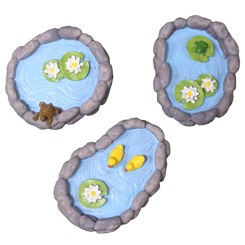 3Pcs Mini Simulation rockery Pool Resin Micro Landscape Ornaments Fairy Garden Miniature Figurines Aquarium Bonsai Home Decor