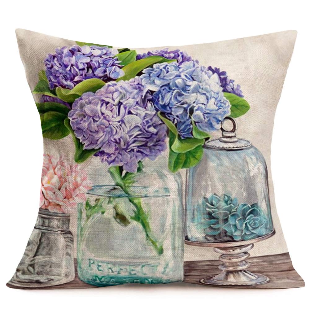 Flowerpot Lavender Print Pillowcase Living Room Sofa Cushion Cover Home Decor Throw  40x40