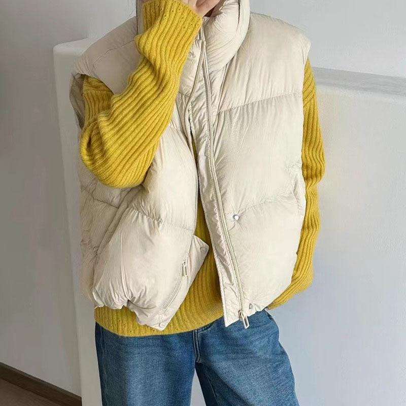 

Женский пуховый жилет 2025 осень и зима модный милый маленький теплый жилет тонкий жилет куртка S