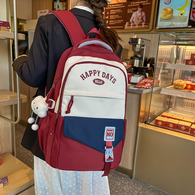 Rucsac pentru colegiu Geantă de școală pentru elevi de gimnaziu Rucsac de mare capacitate în contrast de culoare
