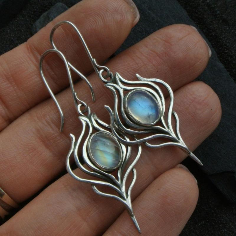 Para prostych, antycznych kolczyków wiszących z sztucznego kamienia księżycowego, rzemieślniczo rzeźbionych, damskie, w stylu bohema, na haczyku