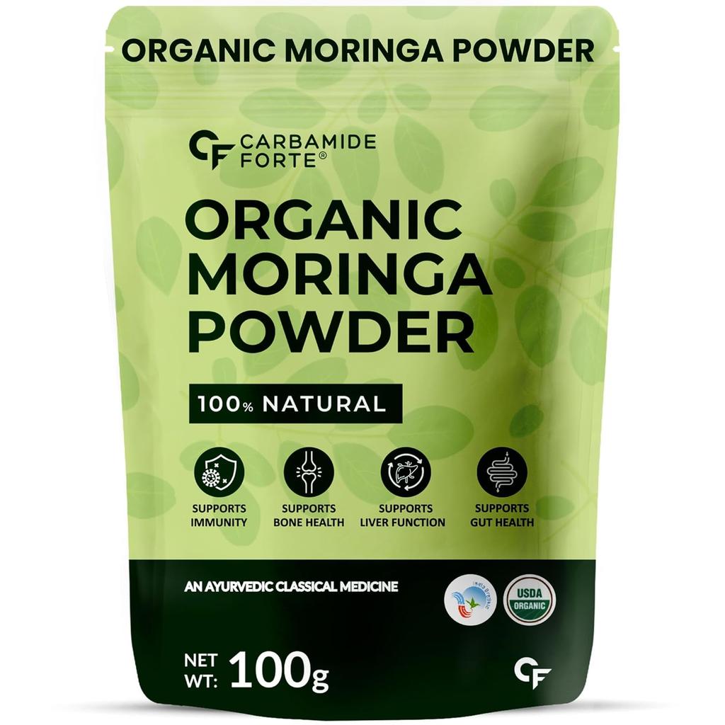Carbamide Forte Polvere Biologica di Moringa 100g Certificato USDA | Energia, Digestione e Immunità Potenziate