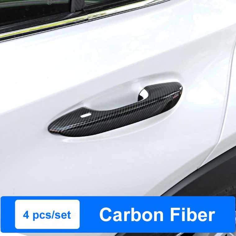 QHCP ABS Door Handle Cover Trim Carbon Fiber Style Car Exterior Door Handle Frame Sticker 4Pcs/Set Fit For Lexus UX200