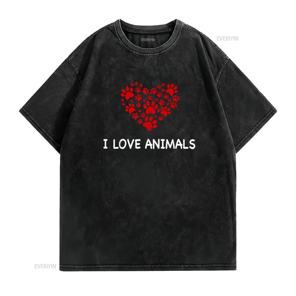 I Love Animals T Shirt Are Friends Too vintage Washed Soft Versatile Slightly Top For Everyday Wear Comfortable Stretched