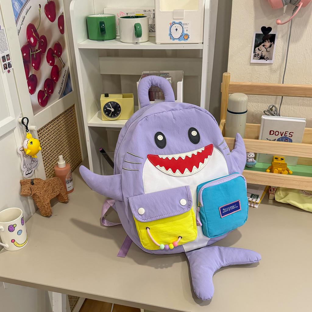 Schoolbag high value new ugly cute shark backpack couple multi-compartment daily commuting travel versatile lightweight schoolbag
