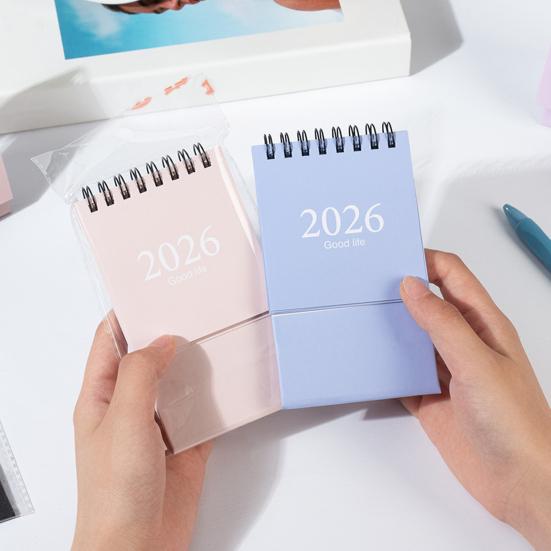 2026 Mini Desk Calendar with Stickers Ritual Life Planner Portable Standing Flip