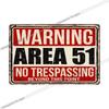 Metal Plate Sign Area 51 UFO Retro Decorative Wall Plaque Pub Club Bar Accessories Tin Painting Poster Vintage Home Decor20x3