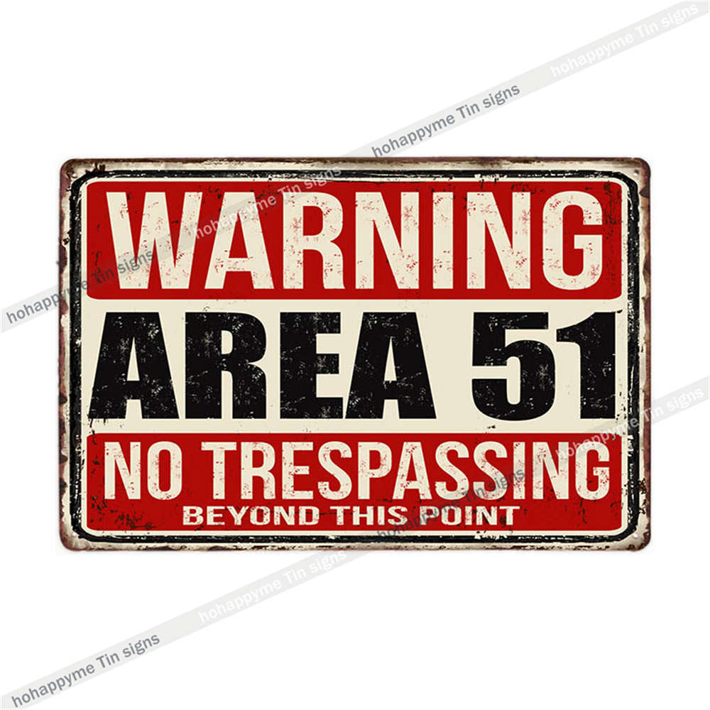 Metal Plate Sign Area 51 UFO Retro Decorative Wall Plaque Pub Club Bar Accessories Tin Painting Poster Vintage Home Decor20x3