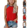 Sleeveless Loose Fit Tank Top with Denim Patchwork Round Neck Casual Summer Shirt for Women Lightweight Breathable Fabric