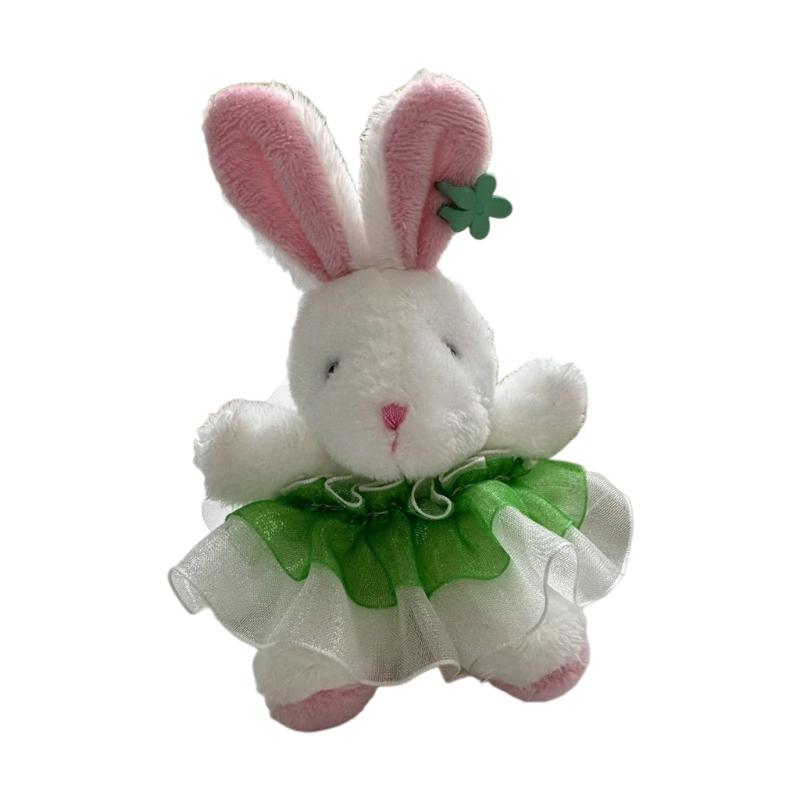 Lovely Rabbits Toy Keychain Soft Plush Pendant Key Chain Cartoon Animal Shaped Keyrings Ornament Stylish Bag Charm