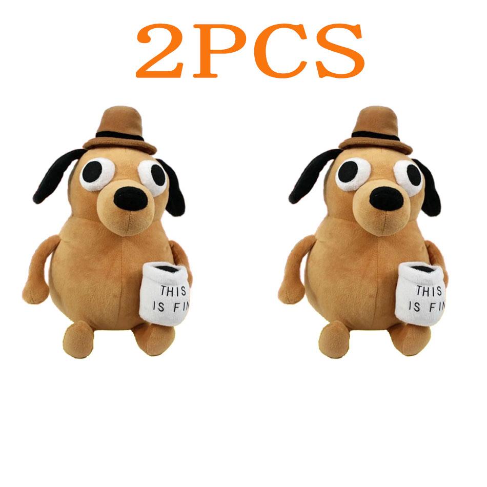 1/10pcs This Is Fine Meme Coffee Dog Plush Toy Soft Stuffed Doll Stuffed Plush Animals Kids Toy Gift for Children Boy Birthday
