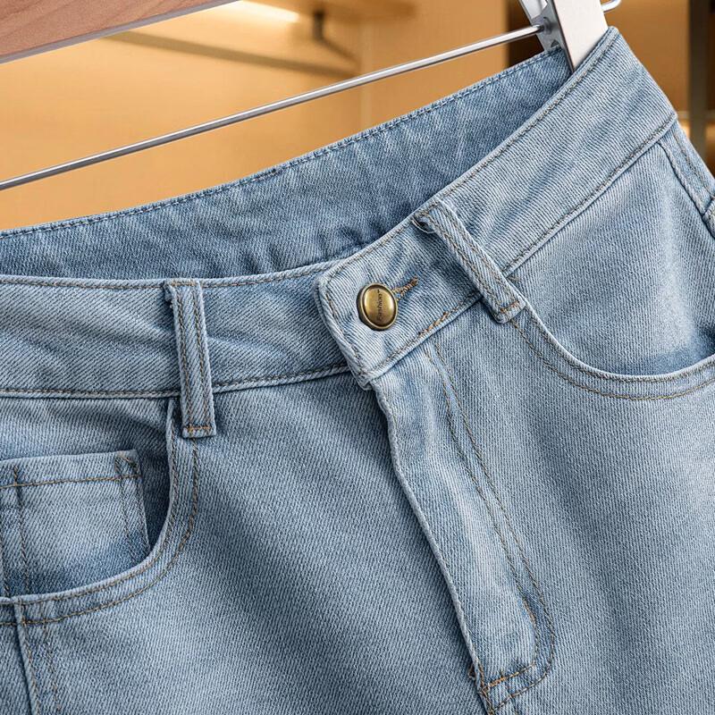 Sibaisha Women's Vintage Washed High-Waist Slim Fit Denim Jeans