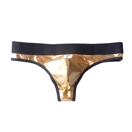 Culottes pour hommes Club Élasticité Couleur contrastée Séchage rapide Surface brillante Taille basse Vêtements de club Sous-vêtements en similicuir String pour hommes Night-club