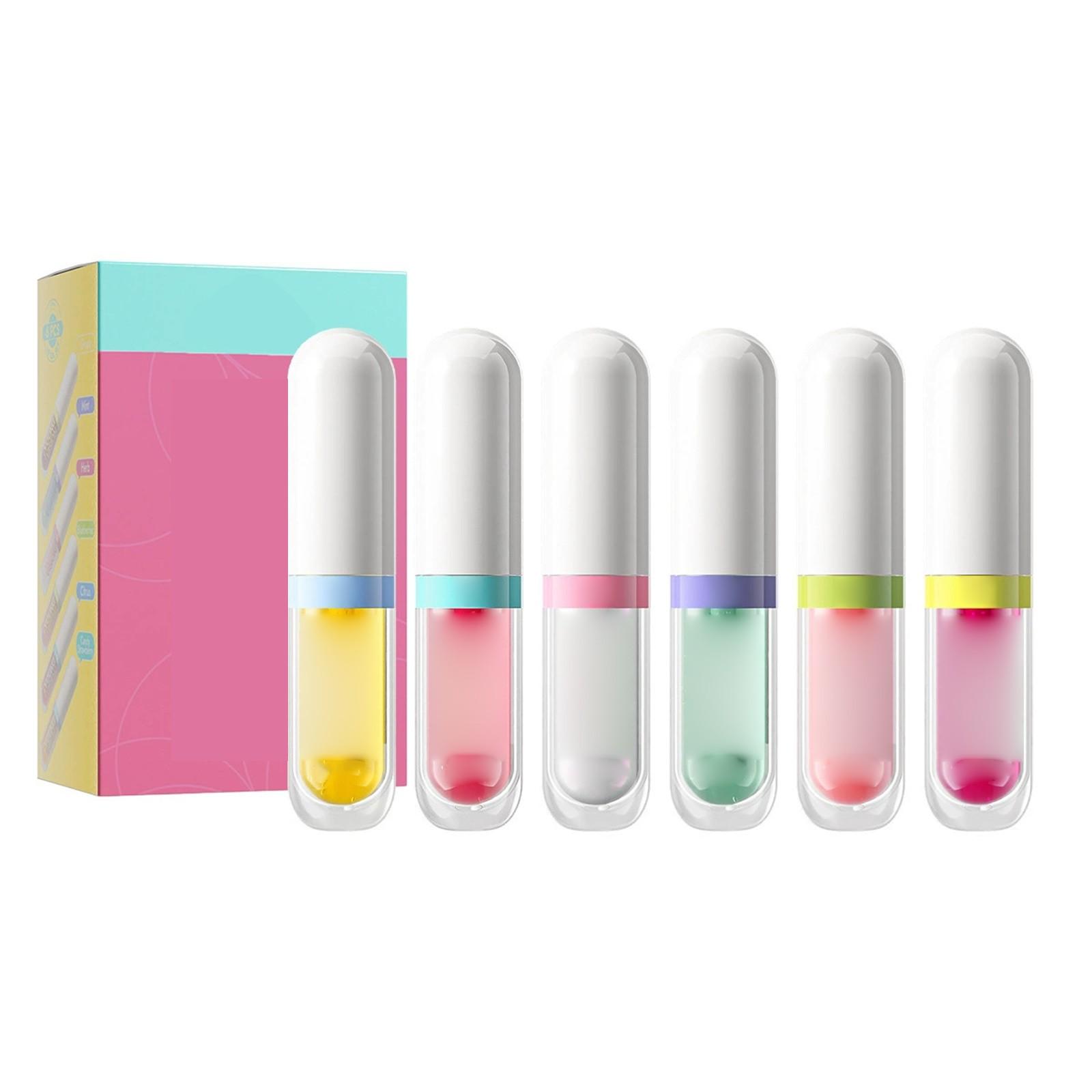 

5 мл*6 цветов Фруктовое масло для губ Набор из 6 штук Летнее ощущение прохлады Дофаминовый цвет Блеск для губ