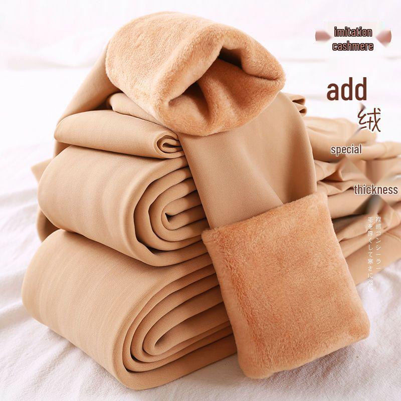 700g Women's Plus Size Extra Thick Nude Color Leggings - Winter/Autumn Velvet Base Stockings