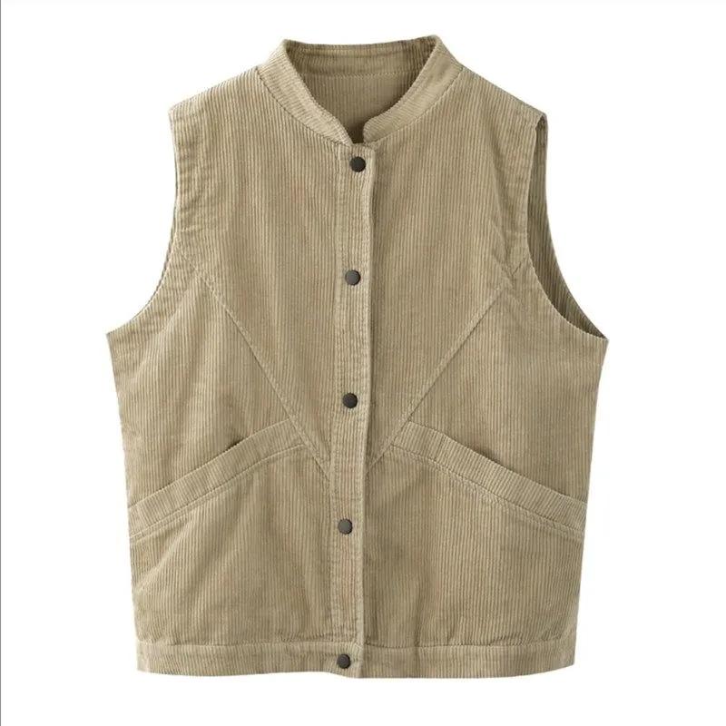 Gilet da Donna Cotone Senza Maniche Lino Denim Gilet Oversize Vintage Versatile Casual Bottoni Gilet