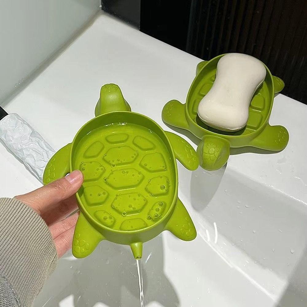 Plastic Turtles Shape Soap Box Cute Soap Holder Creative Drain Soap Holder Box Sink