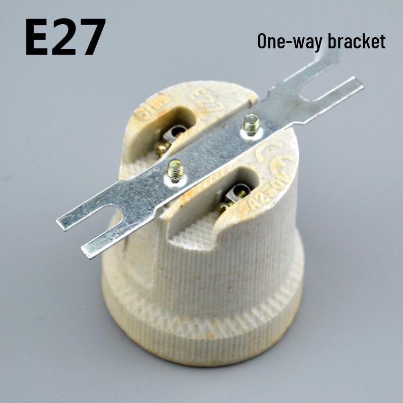 High-Temperature Ceramic E27 Screw Lamp Holder with 7-Shaped Foot and Wire, for Ceiling Lamp Modifications