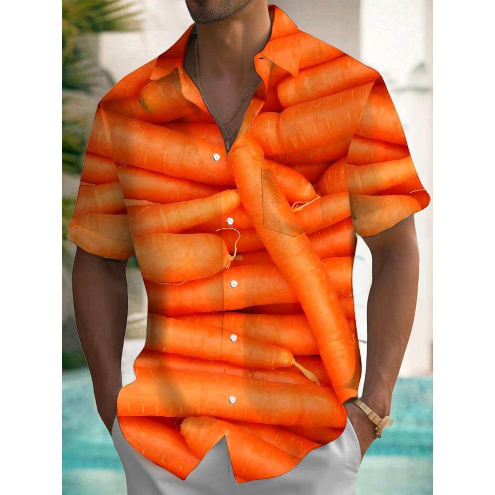 Nuova Camicia Stampata Hawaii Primavera/Estate Moda Tempo Libero Passeggiata in Strada Turista Spiaggia Apertura Totale Manica Corta con Bottoni