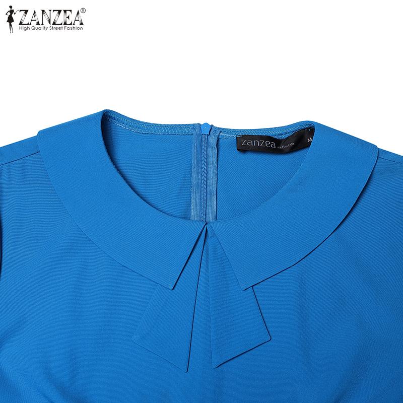 ZANZEA Damen Sommerkleid mit kurzen Ärmeln und lässigem Plissee