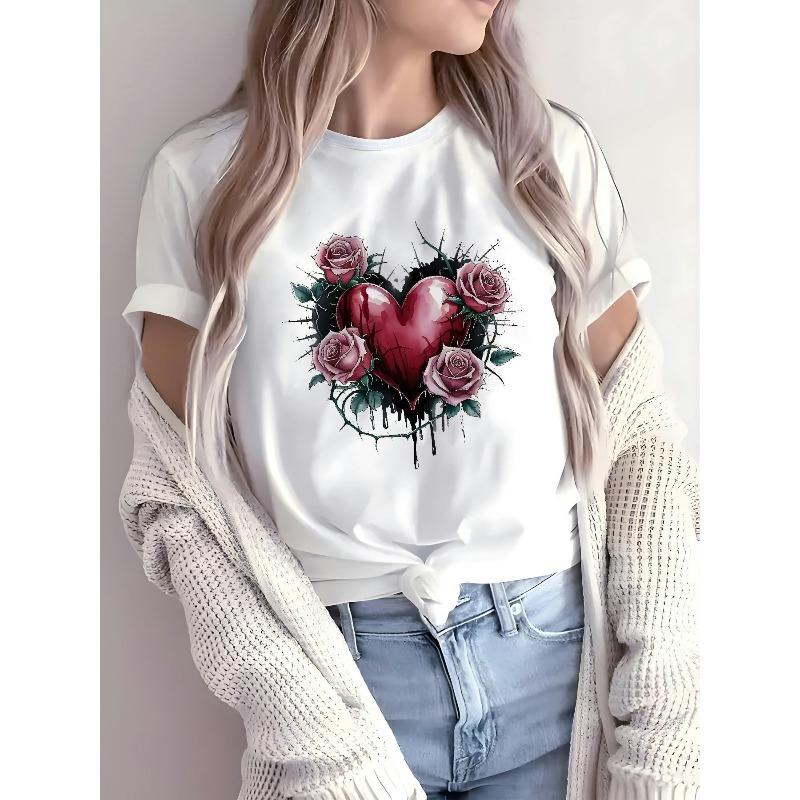 Women s Casual Round Neck T-Shirt Soft Comfortable All Season Everyday Top S белый