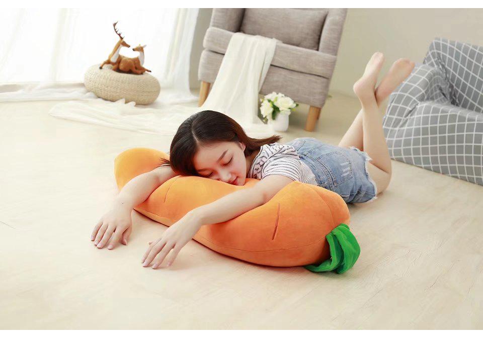 Smiling Face Down Cotton Carrot Hug Pillow Plush Toy for Kids Girls Birthday