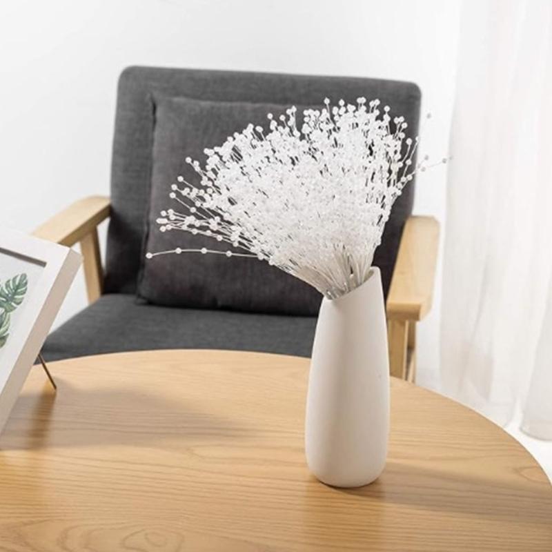 50Pcs Plastic Pearls String Flower Branch For Handmade Florals Arrangements And Holiday Craft Florals Picks
