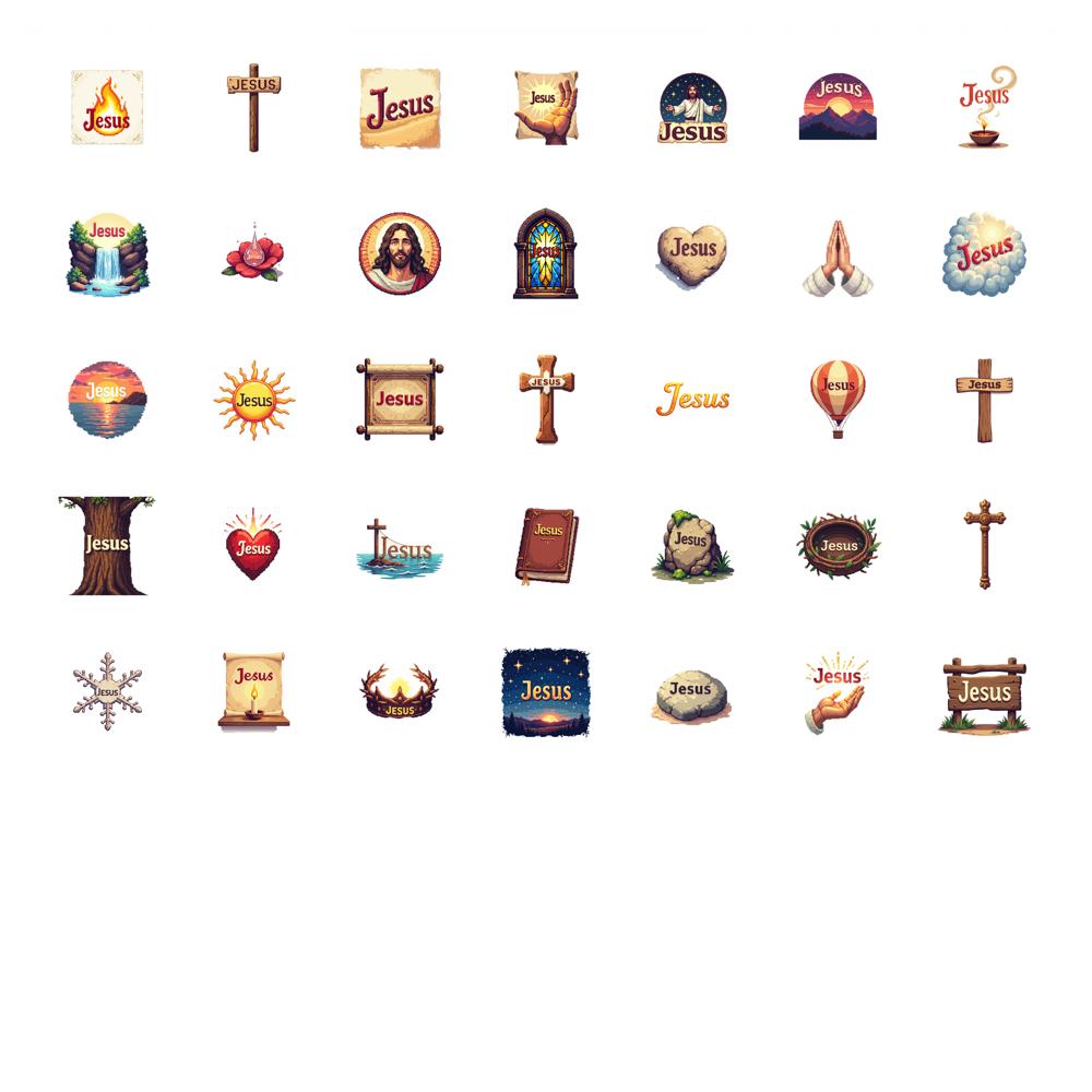 35pcs-70pcs  Spirituality Stickers Iconic Jesus Teacher Reward Stickers Religious Stickers For Notebook Luggage Mobile