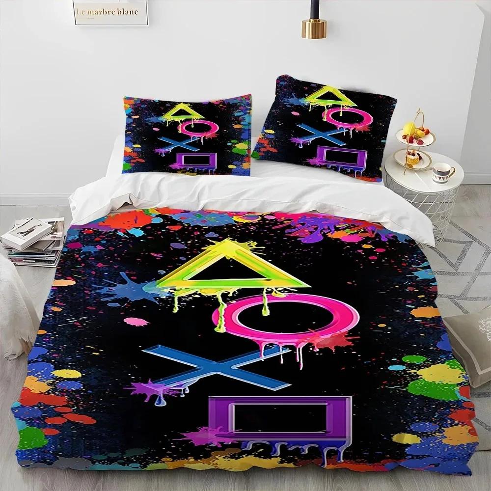 

3D Print Cartoon Gamer Game Controller Bedding Set Double Twin King Duvet Cover Comforter Pillowcase Boys Girls Adults Bedroom 135x200cm