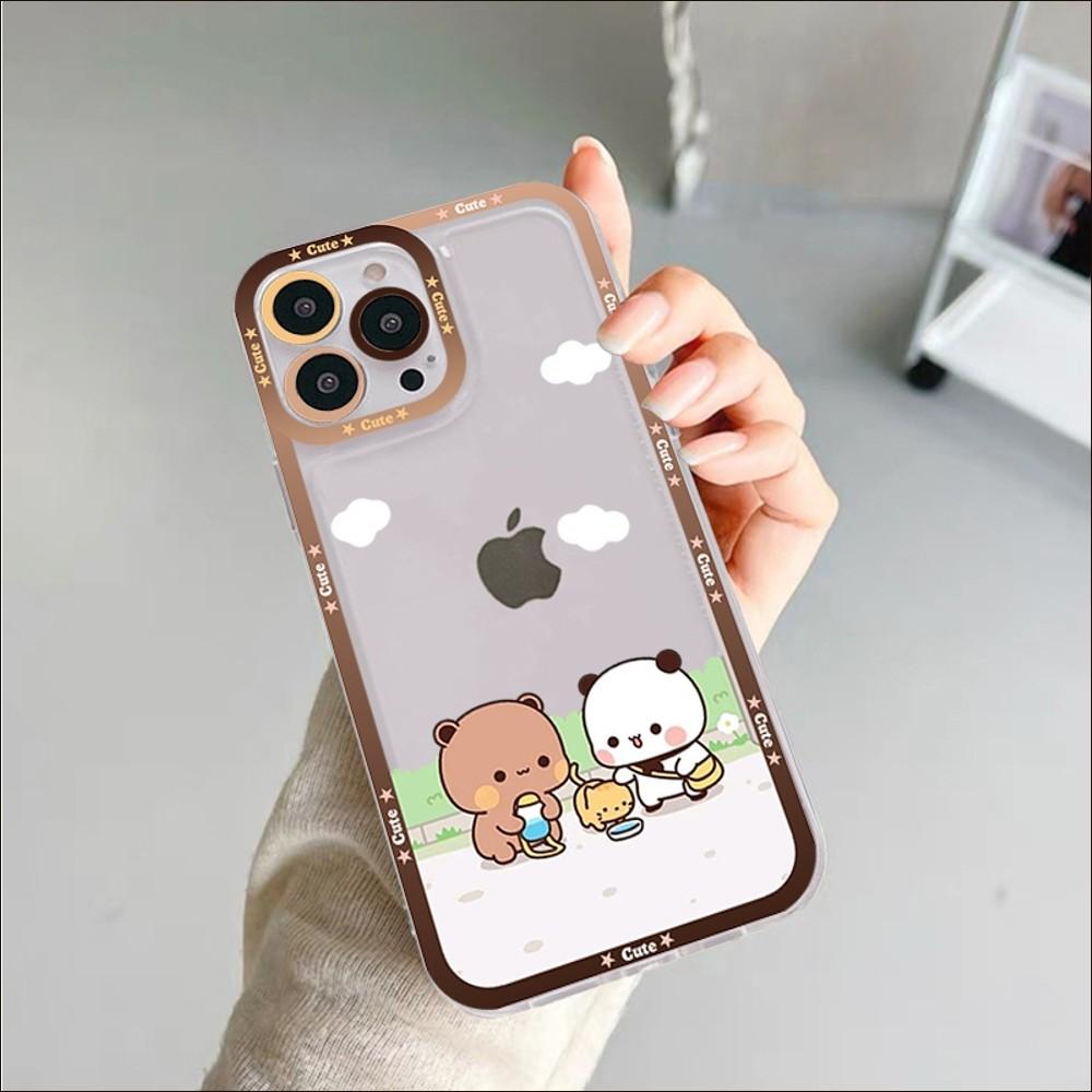 Bubududu Panda Phone Case For iPhone 11 12 13 14 Mini Pro Max XR X XS TPU Clear Case For 8 7 6 Plus SE 2020