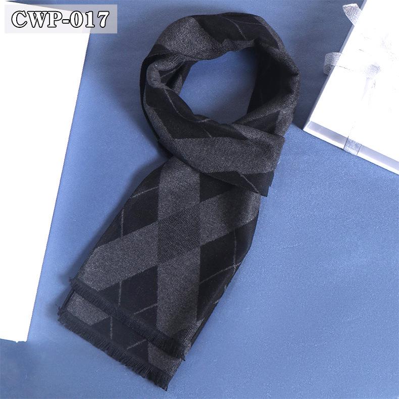 2025 Winter Men's Black Grey Plaid Imitation Cashmere Scarf