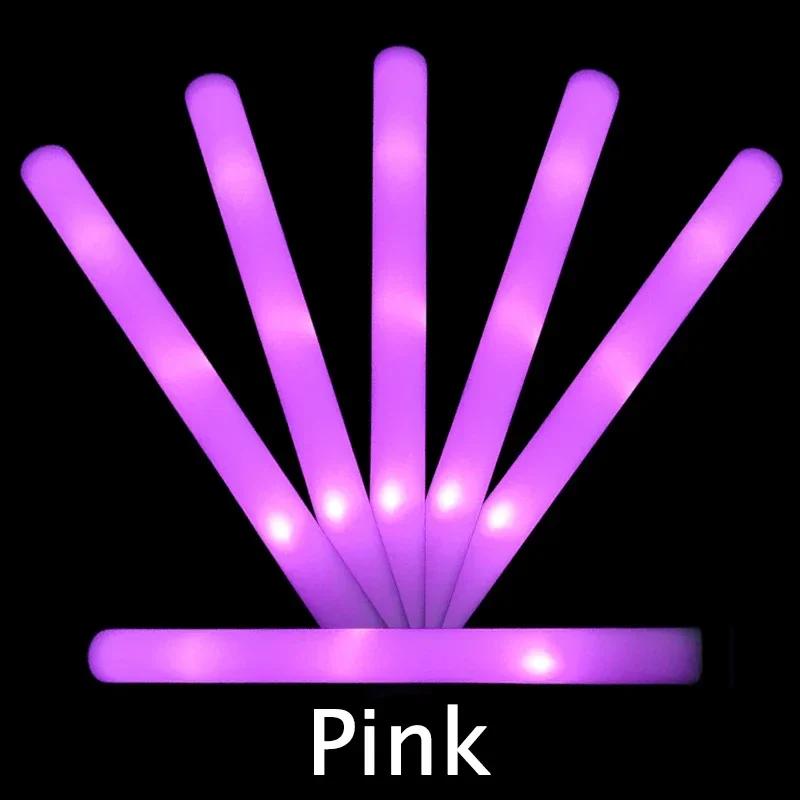 

1-50PCS LED Glow Sticks Bulk Colorful RGB Glow Foam Stick Cheer Tube Dark Light for Xmas Birthday Wedding Party Supplies 1PC розовый
