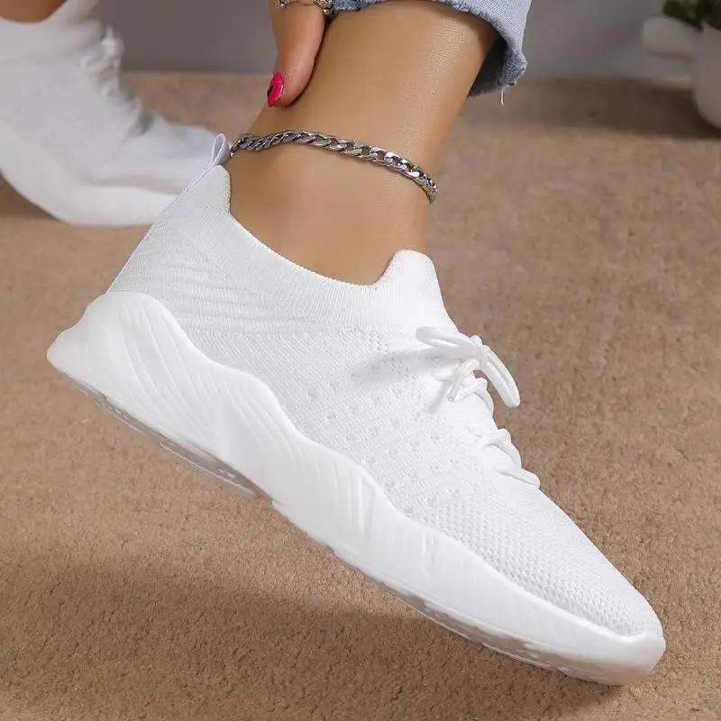 Fashion Womens Lace Up Breathable Tennise Sneakers Summer Solid Thick Bottom Non-Slip Sport Shoes 2025 Hot Seller Running Shoes Woman